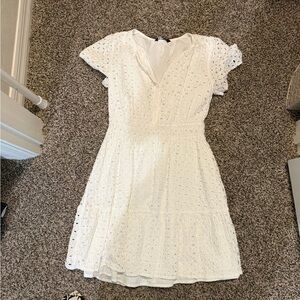 Chic White Eyelet Mini Dress